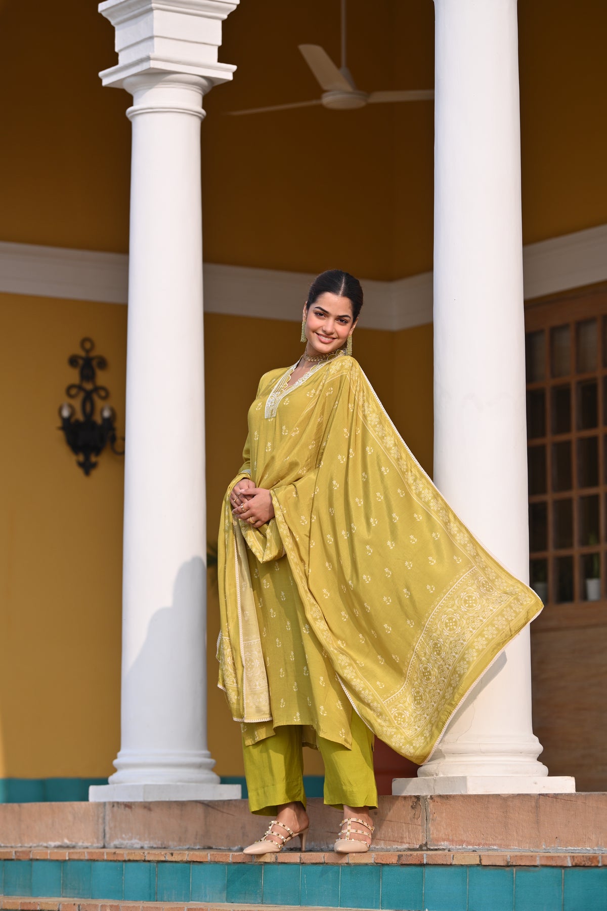 Yellow Buti Block Print Muslin Suit Set