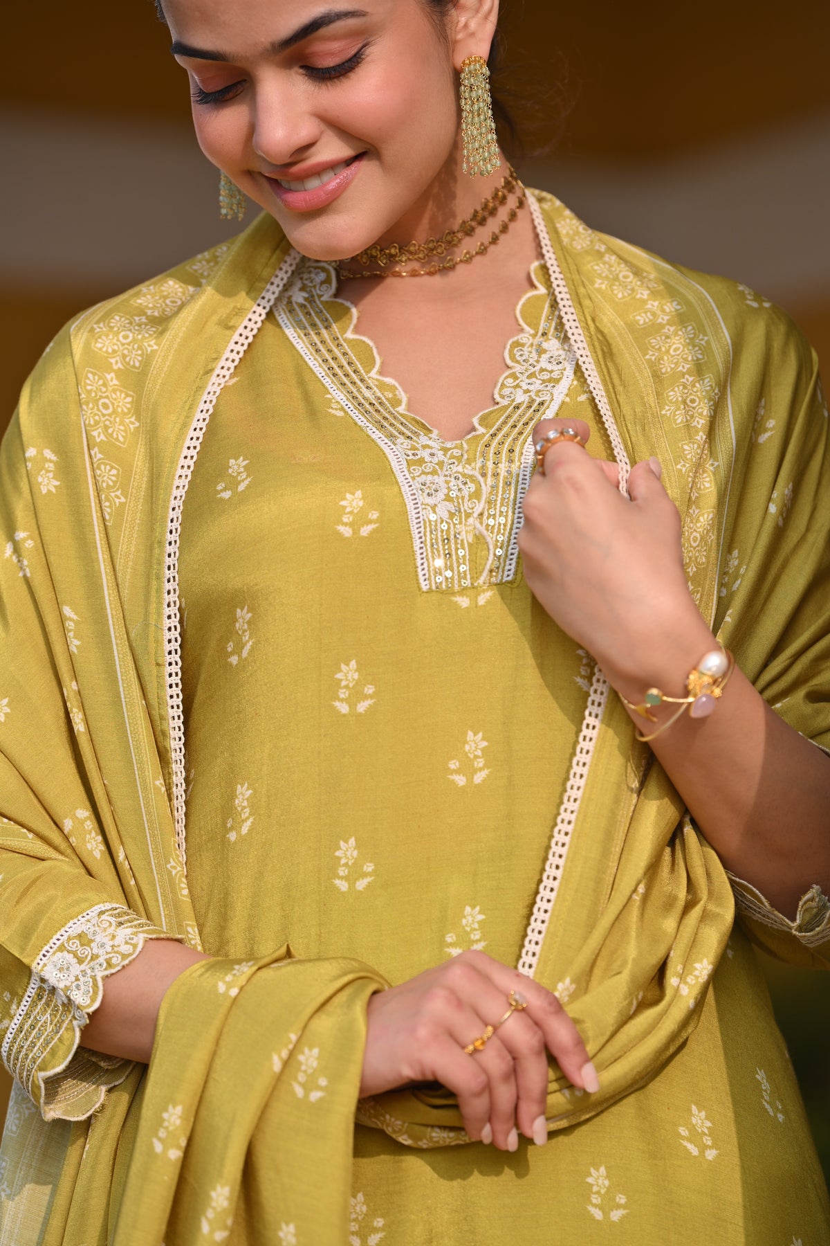 Yellow Buti Block Print Muslin Suit Set