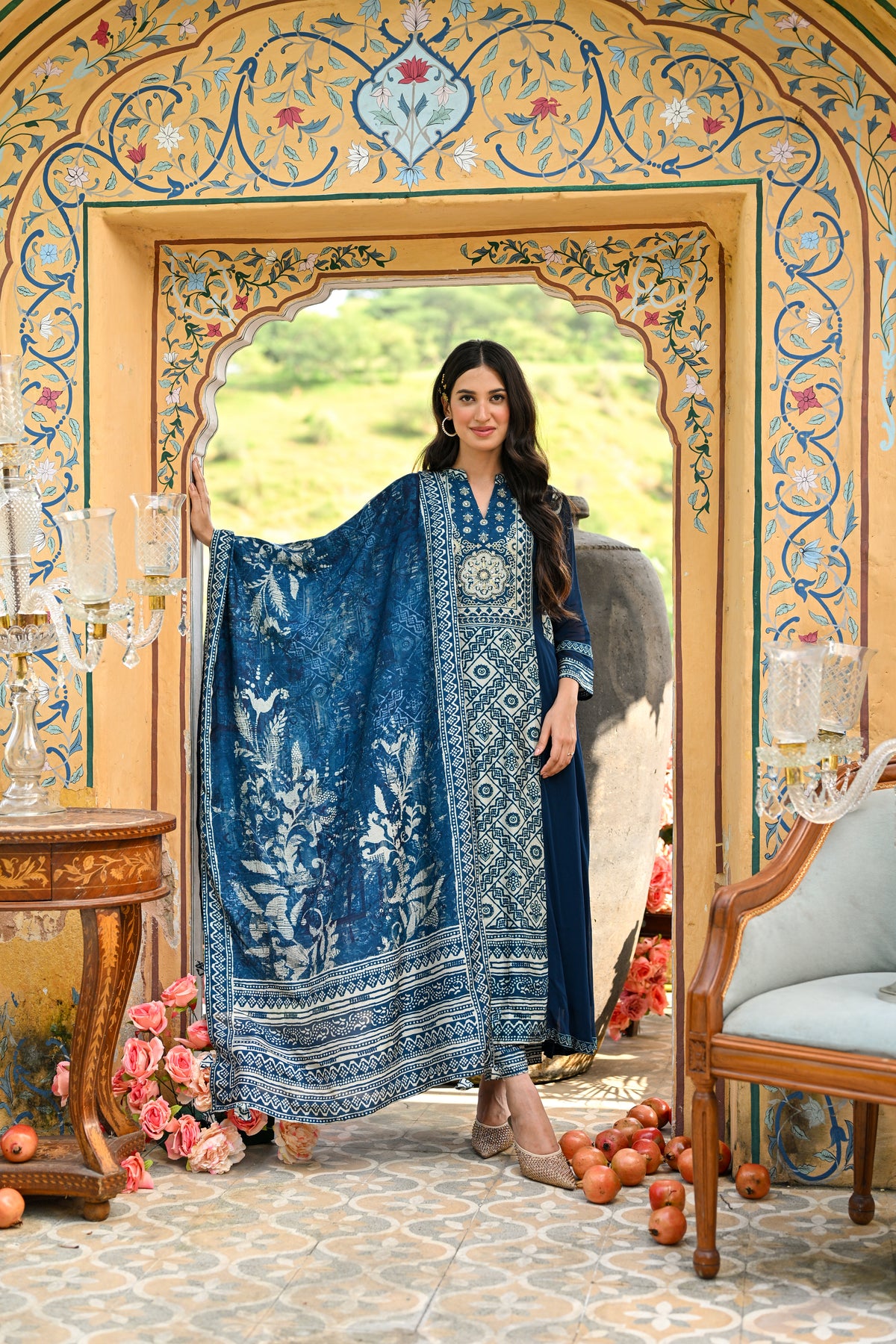 Royal Blue Shehzadi Anarkali Georgette Suit Set