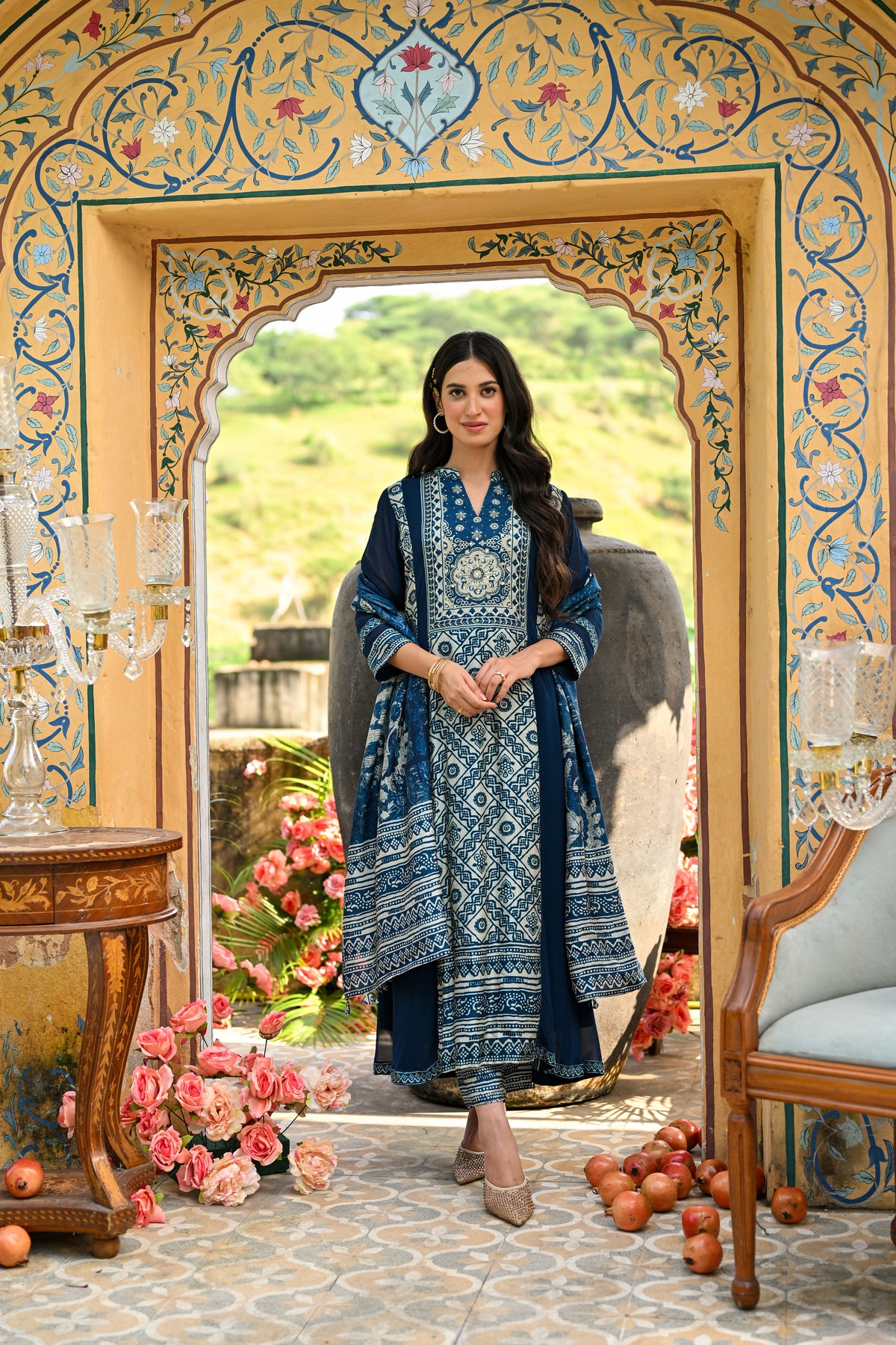 Royal Blue Shehzadi Anarkali Georgette Suit Set