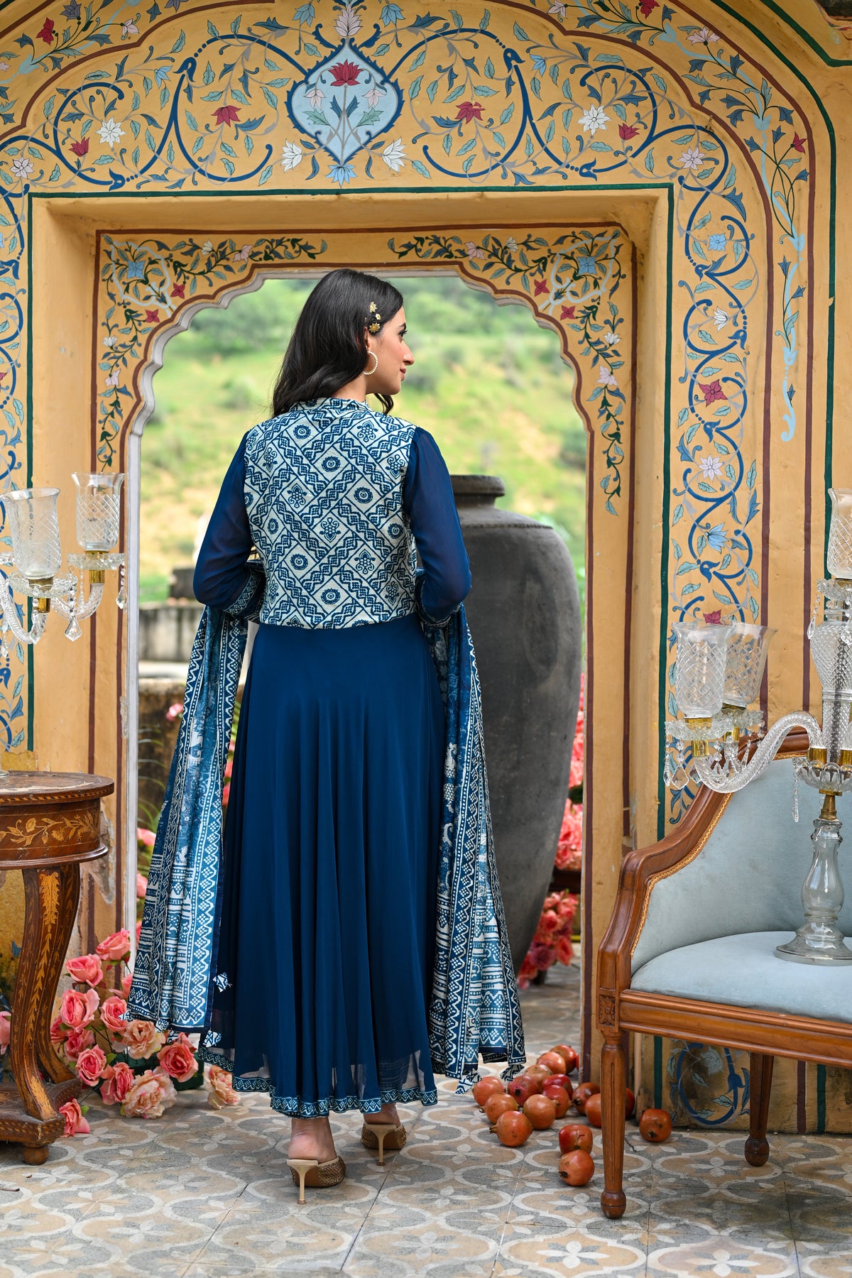 Royal Blue Shehzadi Anarkali Georgette Suit Set