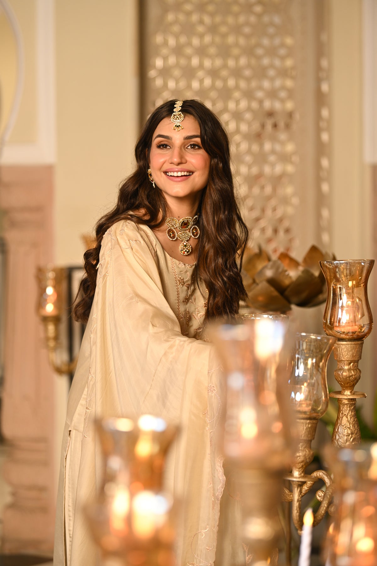 Cream Premium Pure Muslin Silk Jacquard with Hand Embroidery, With Scallop Dupatta Suit Set