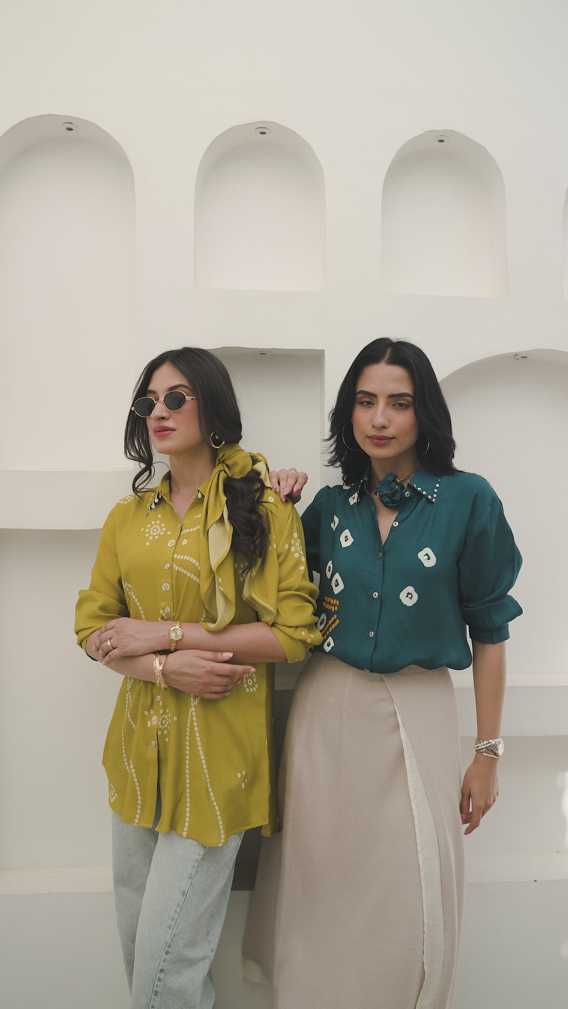 Teal Blue Bandhani Muslin Kurta Shirt