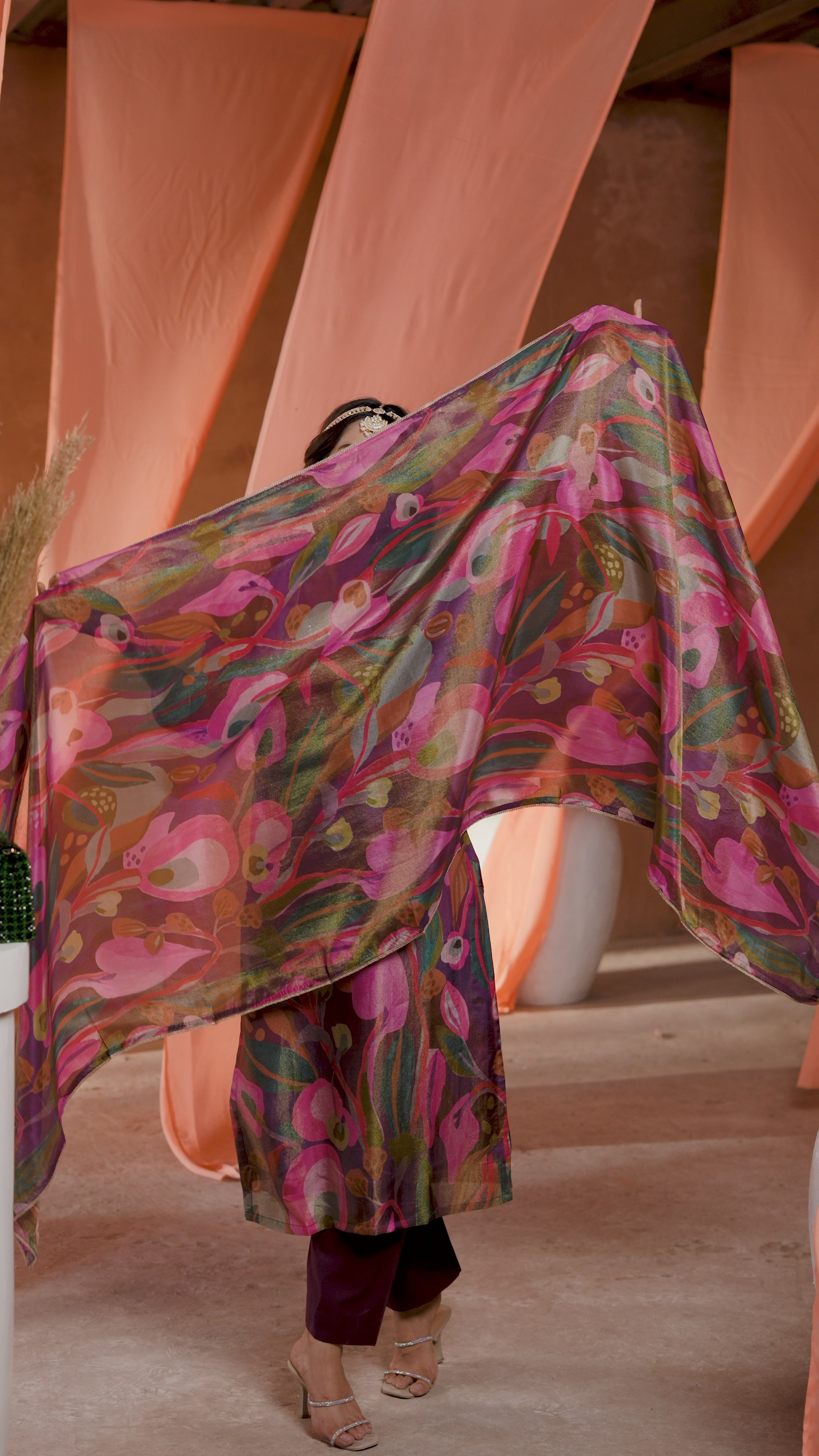 Purple Begonia Shimmer Organza Suit Set