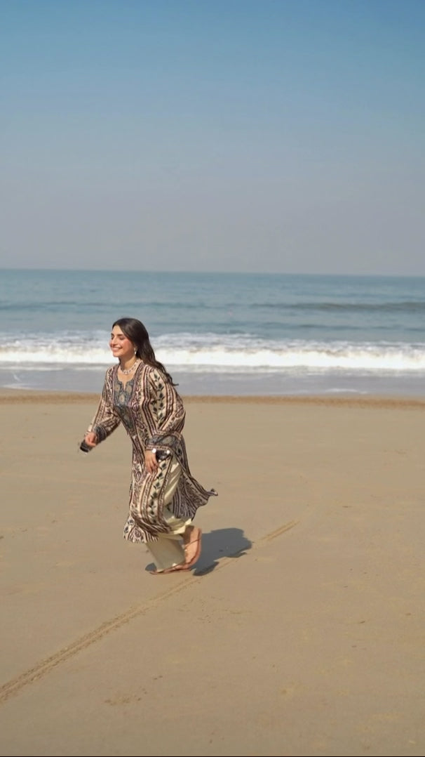 Mehar Ivory Kalamkari Floral Yoke Kurta Set