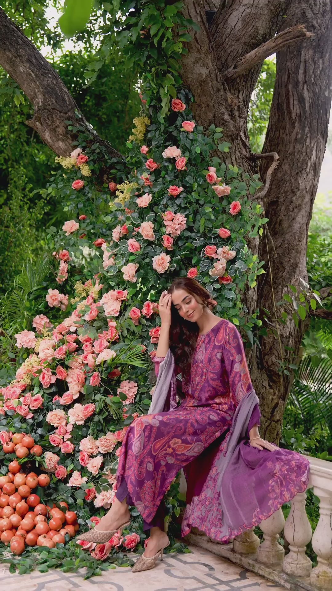 Purple Paisley Pure muslin Suit Set with Zari Thredle work and Shaded Cut work Dupatta