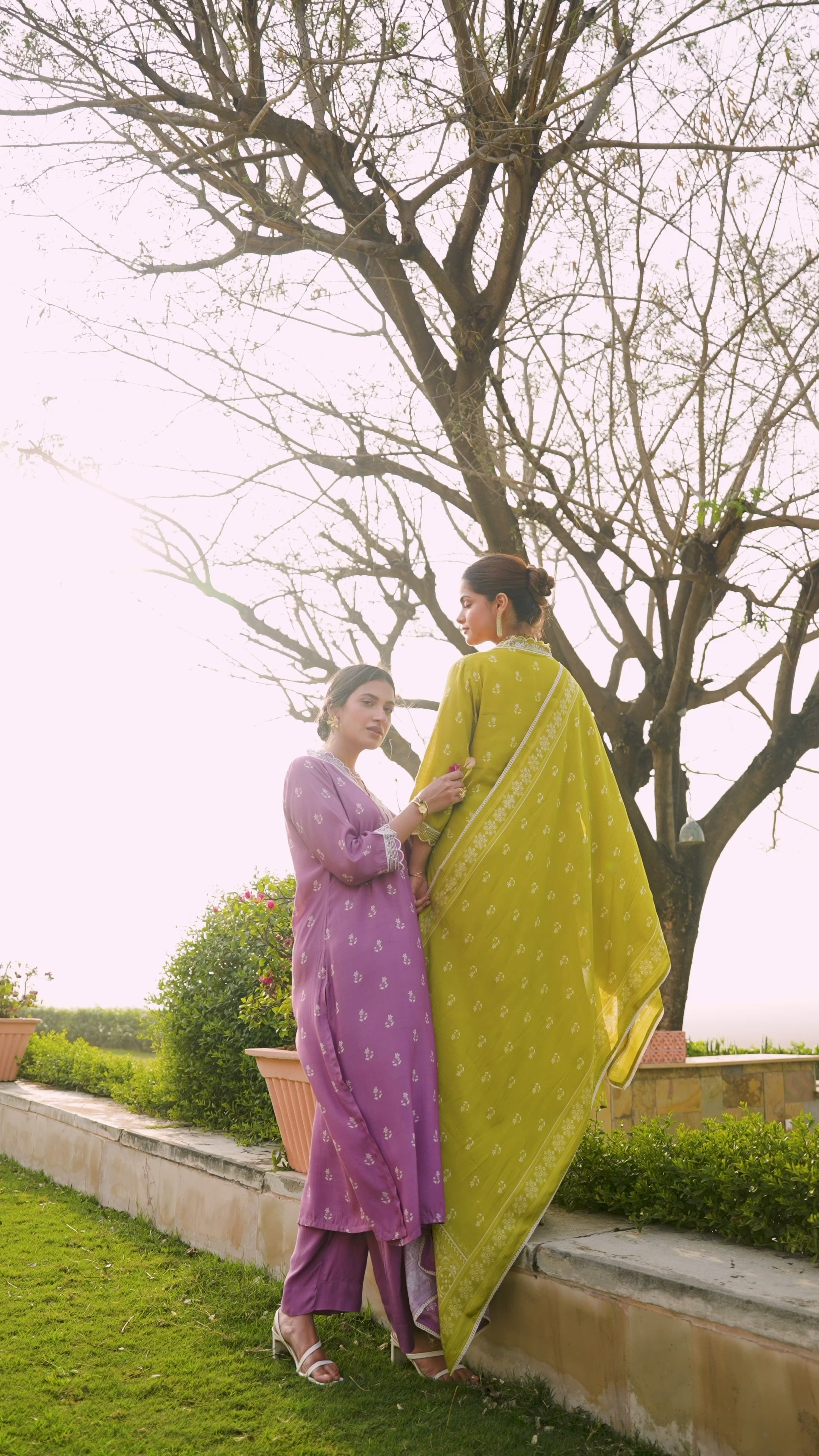 Yellow Buti Block Print Muslin Suit Set