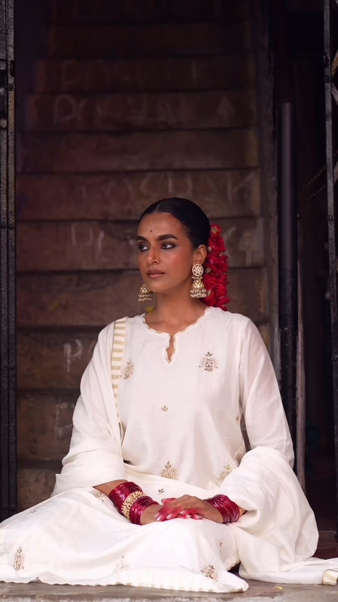 Off White Banarsi with Gota Work Suit Set