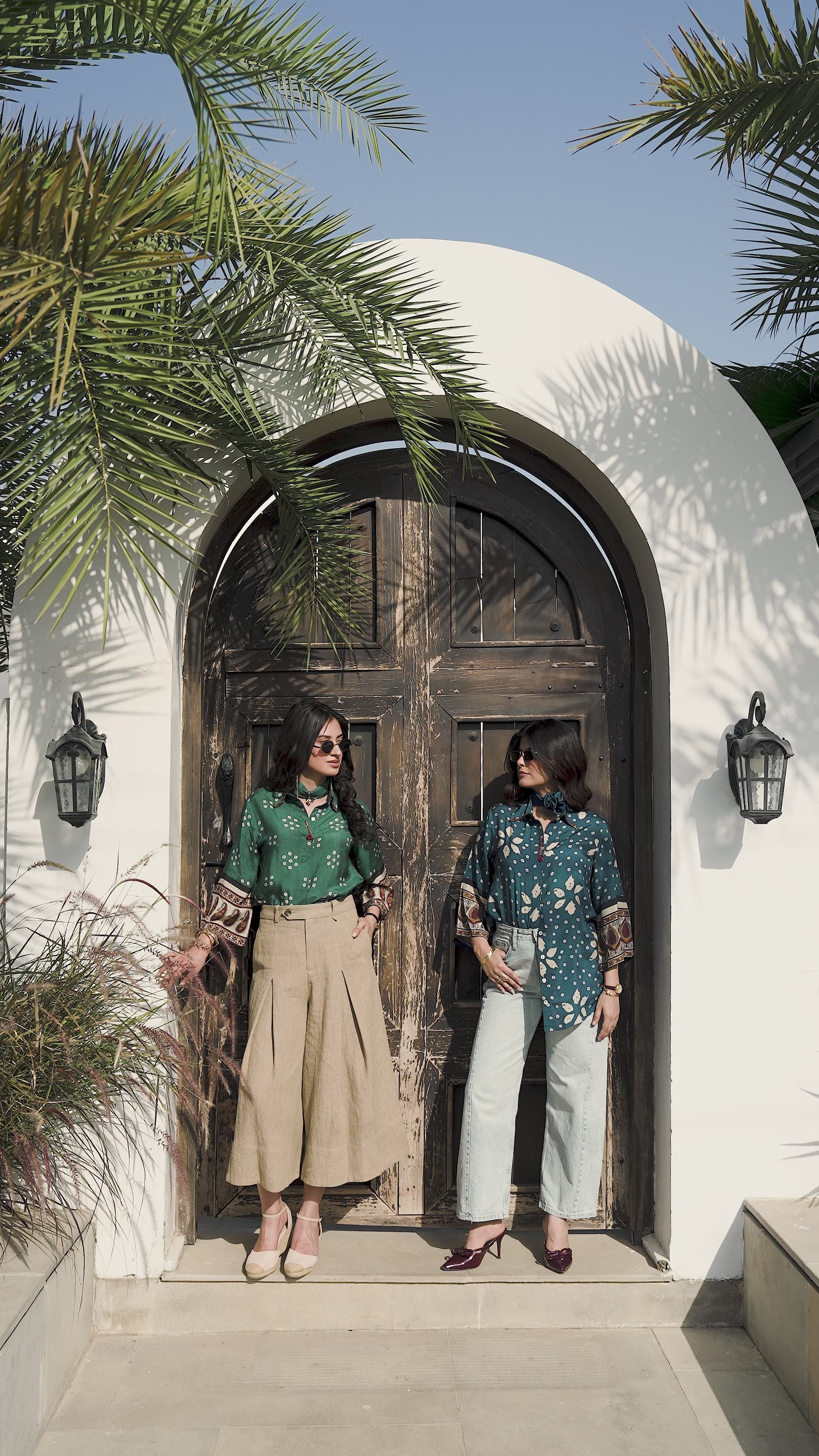 Teal Green Bandhani Paisley Sleeve Kurta Shirt