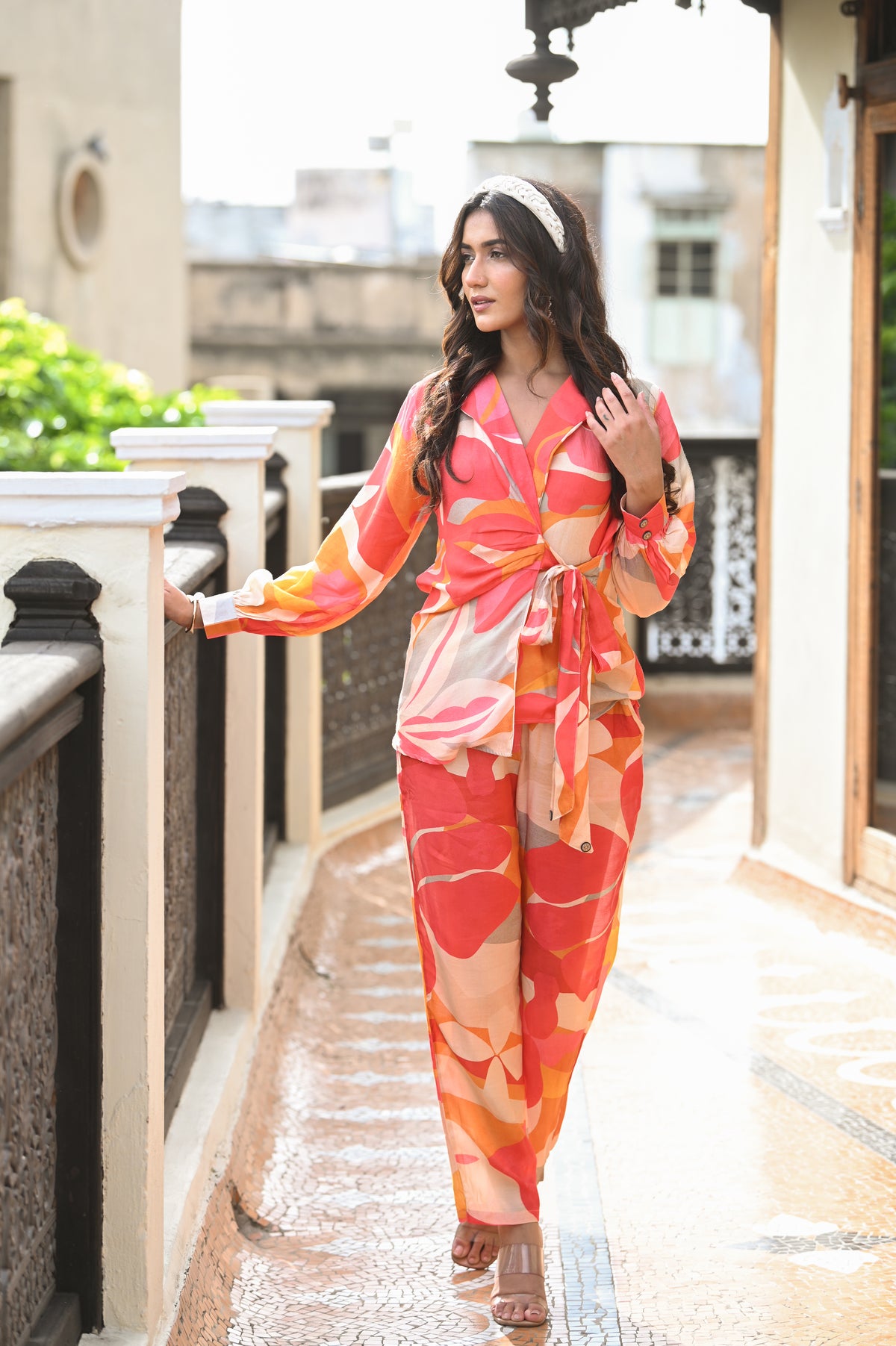 Apricot Bold Floral Print Muslin Co-ord Set