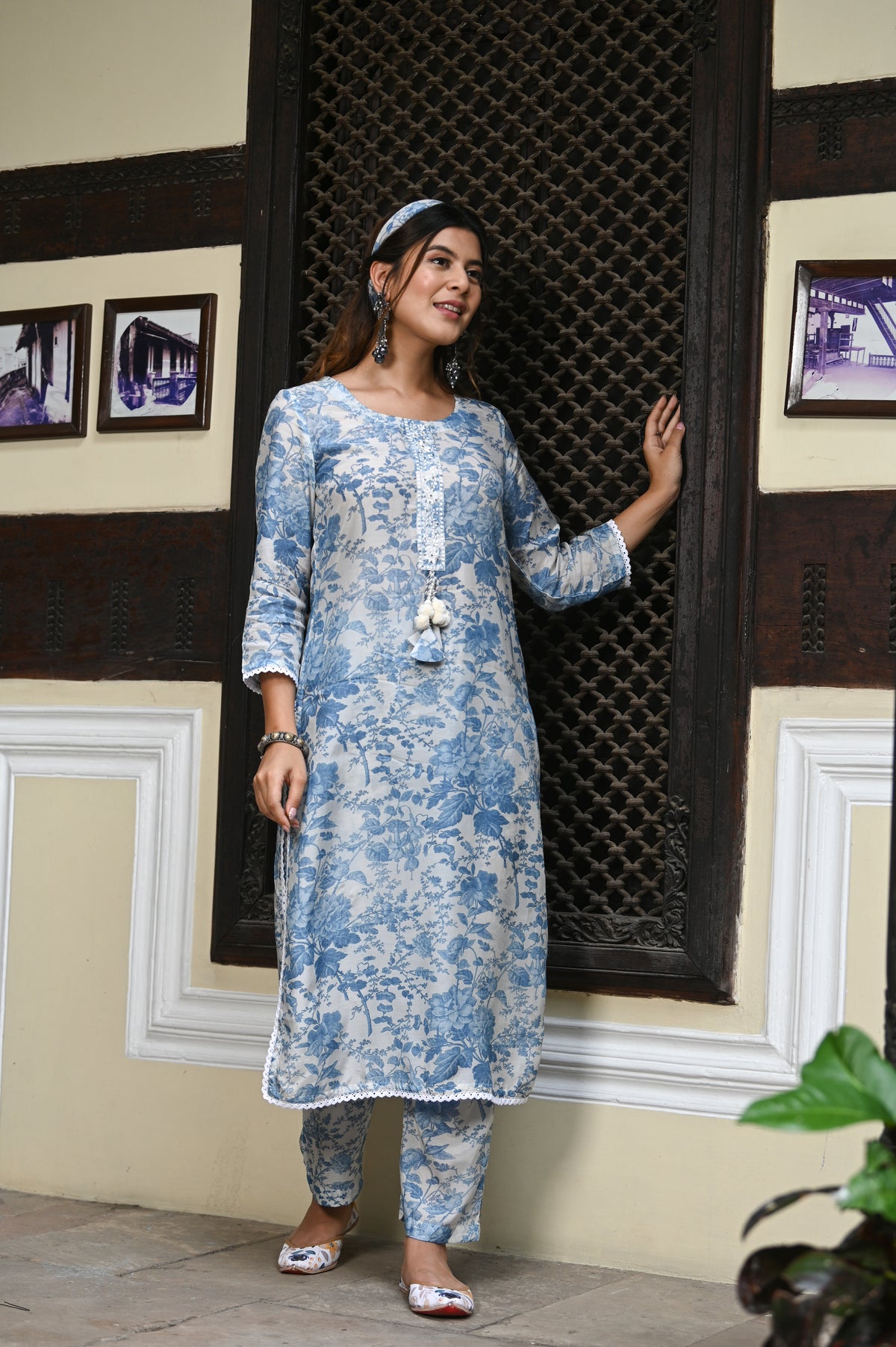 Sara Ali Khan in Icy Blue Floral Kurta Set
