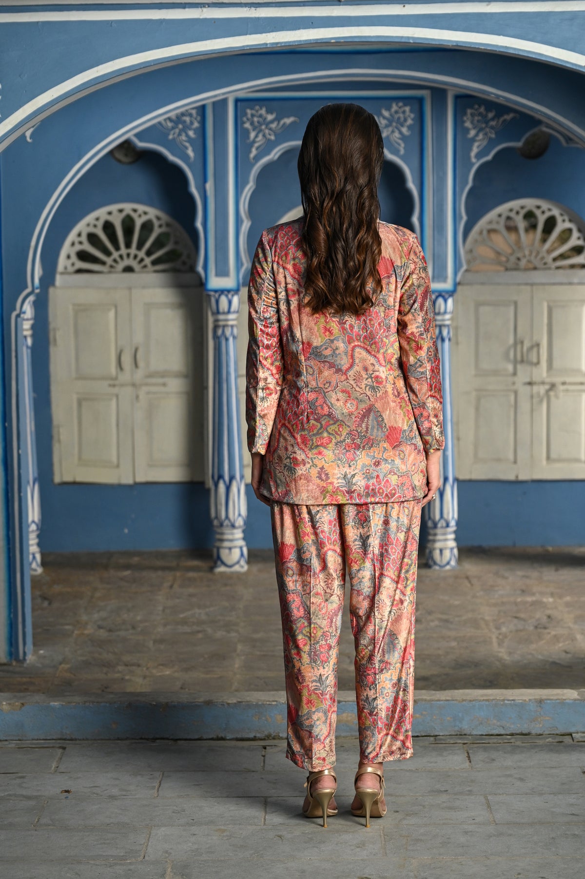 Brown Blossom Velvet Co-ord Set