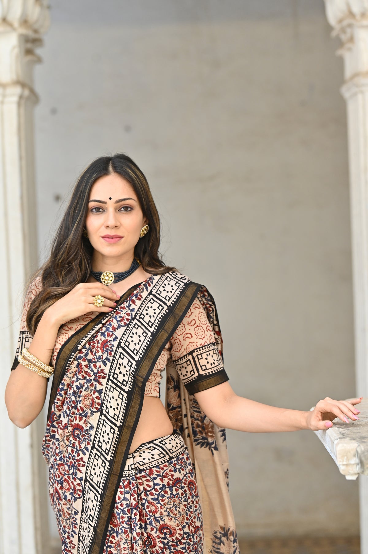 Dilkash Jaal Block Printed Chanderi Saree with Blouse