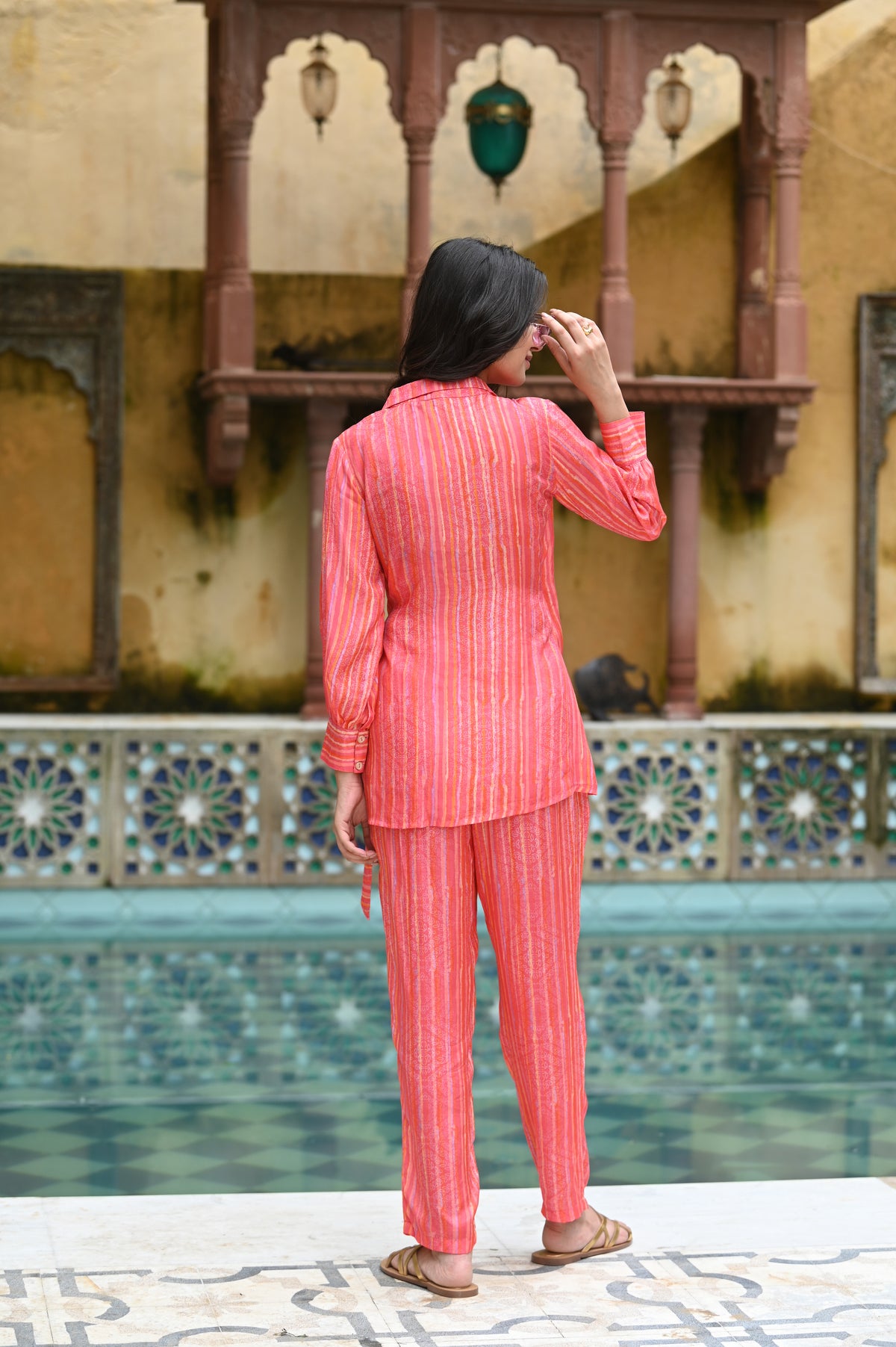 Orange Popping Muslin Co-ord Set