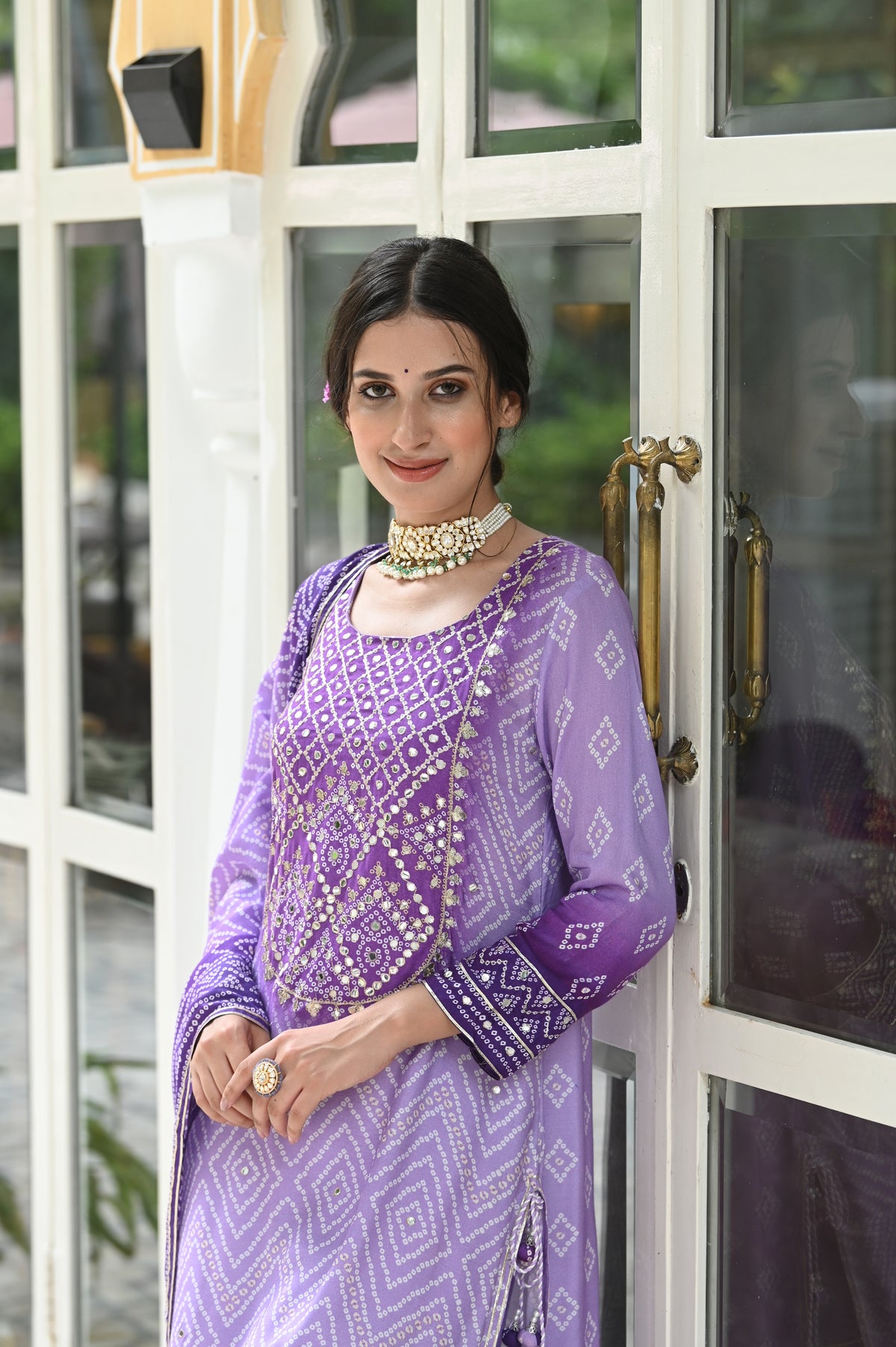 Sara Ali Khan In Lilac Shehzadi Bandhini Muslin Suit Set